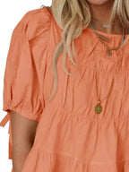 Ruched Tiered Puff Sleeve Blouse (17)