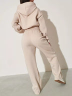 Zip-up Hoodie Wide-leg Pants Set (11)