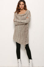 One-button Tassel Tie Asymmetrical Hem Cardigan (5)