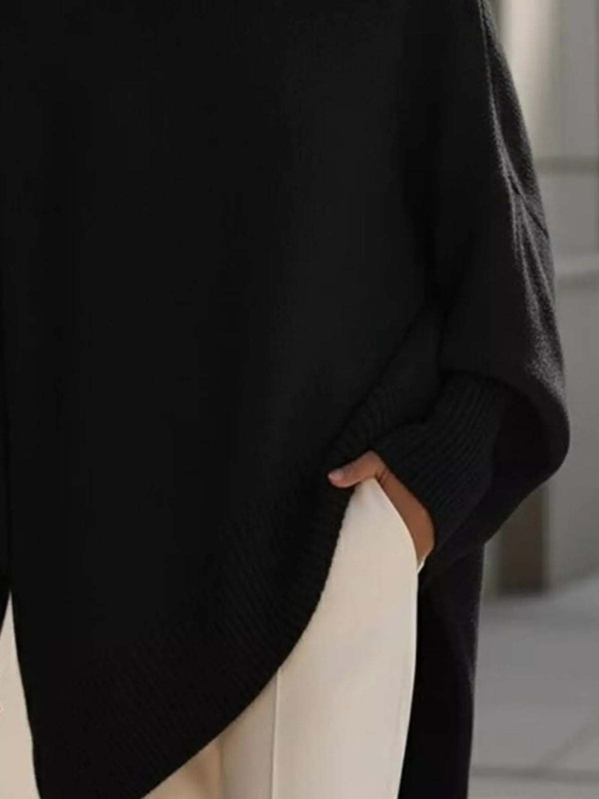 Ribbed Batwing Sleeve Oversized Sweater (6)