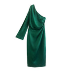 Asymmetric Silk Satin Split Dress photo 2