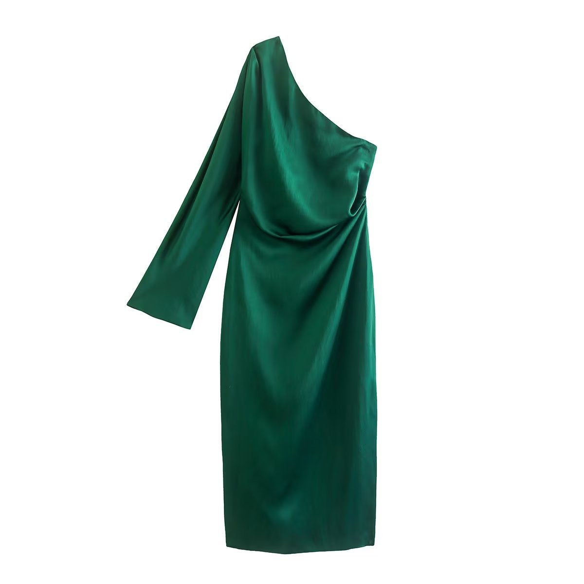Asymmetric Silk Satin Split Dress photo 2