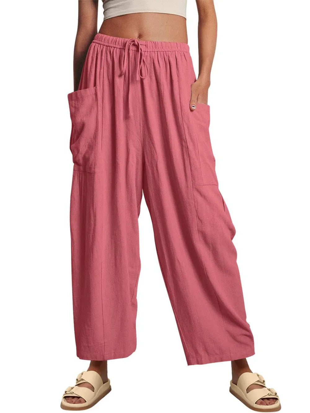Full Size Wide Leg Pants Pockets Plus (4)