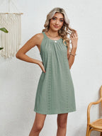 Eyelet Grecian Neck Mini Dress (3)