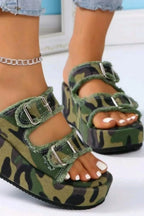 Raw Hem Wedge Buckle Sandals (5)