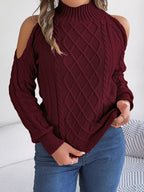 Cold-shoulder Cable Knit Sweater (27)