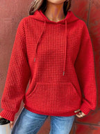 Textured Knit Drawstring Hoodie (4)