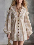 Gingham Cold-shoulder Mini Dress