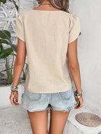 Decorative Button Asymmetrical Neck Blouse (16)