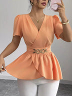 Surplice Short Sleeve Blouse (13)
