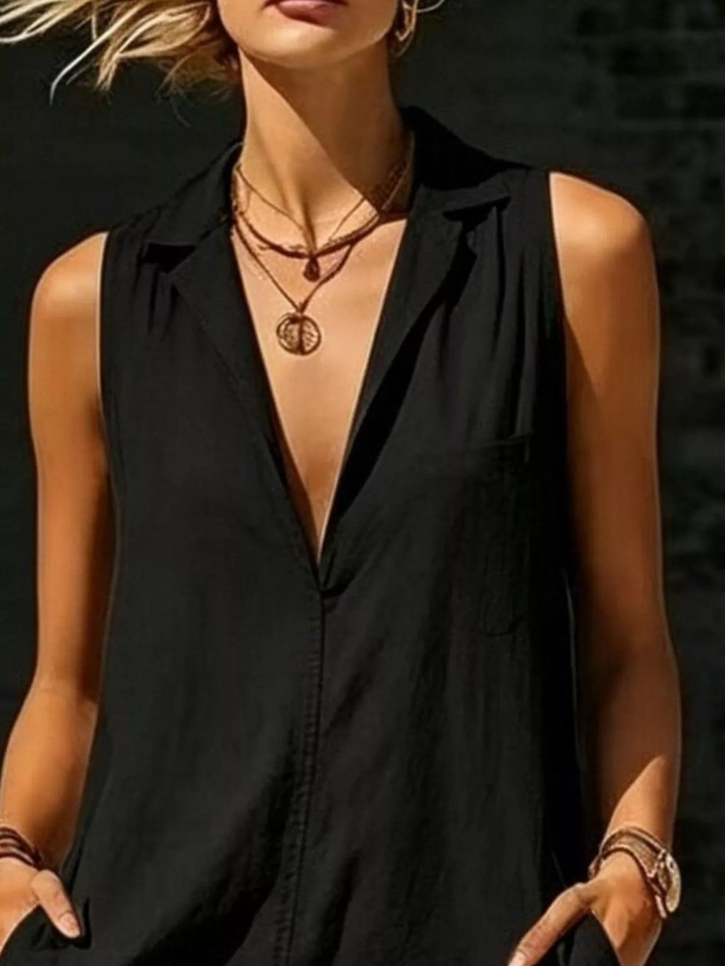 Sleeveless Maxi Dress Side Pockets (5)