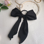 Silk Satin Oversized Bow Hair Tie variant CJZBLXST02997-Black hair tie