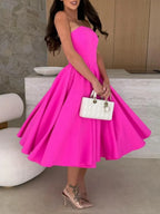 Solid Color Tube Midi Dress (3)