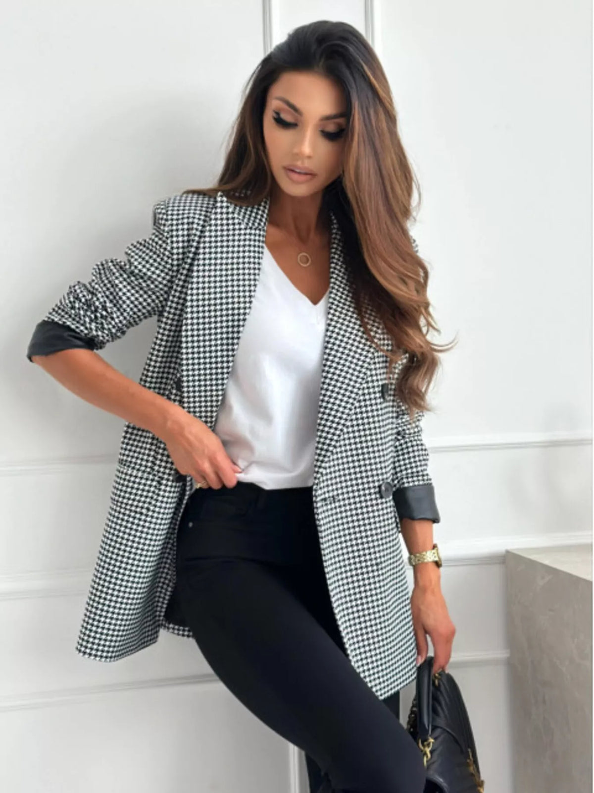 Lapel Collar Long Sleeve Blazer (10)