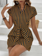 Striped Tie Waist Mini Dress (13)
