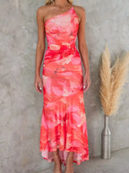 Floral Print One-shoulder Ruched Maxi Dress (7)