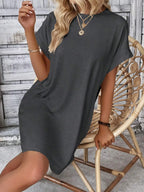 Round Neck Short Sleeve Mini Dress (26)