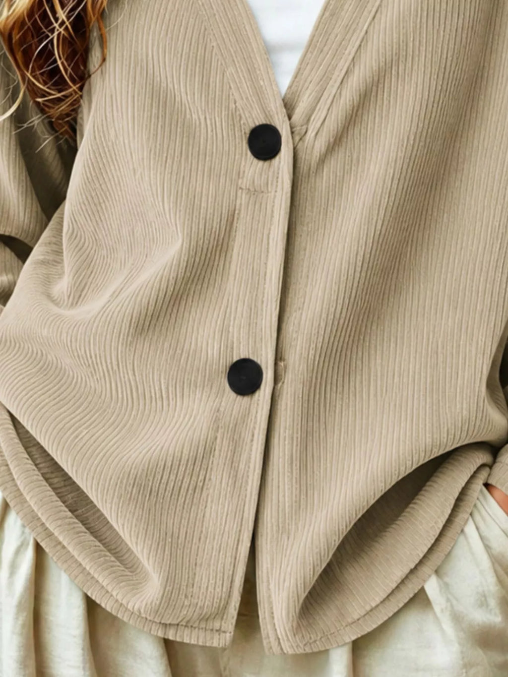 Casual Corduroy Button-up Cardigan (2)