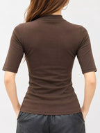 Full Size Mock Neck Half Sleeve T-shirt Plus (28)