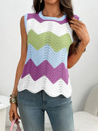 Block Round Neck Sweater Vest (16)