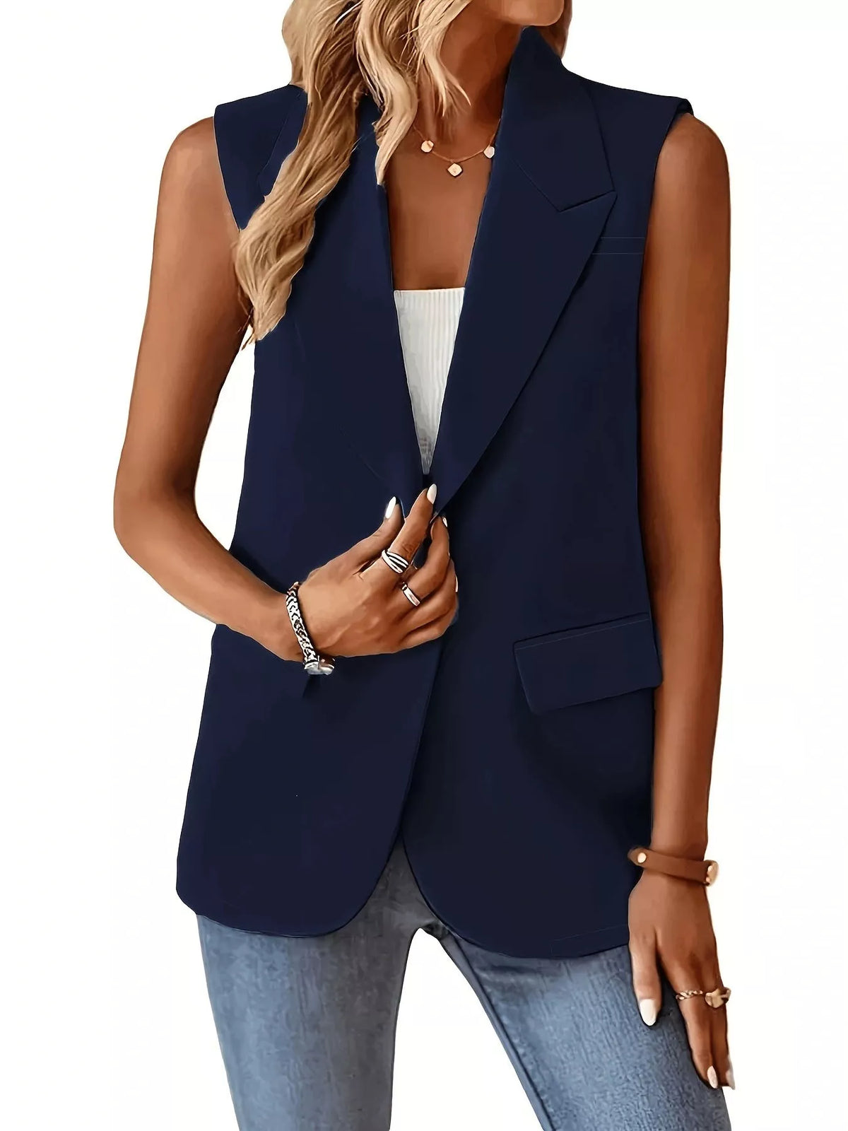 One Button Blazer Vest (20)