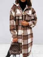 Longline Plaid Button Up Coat (4)