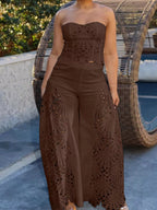 Hollow-out Tube Top Pants Two-piece Set (14)