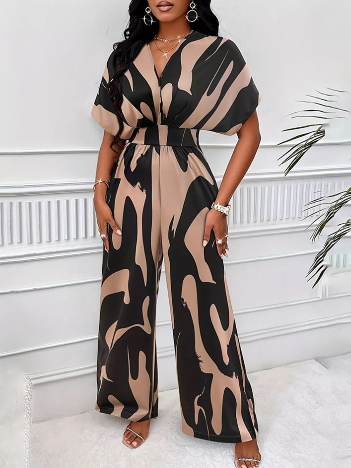 Abstract Print Wide-leg Jumpsuit (5)