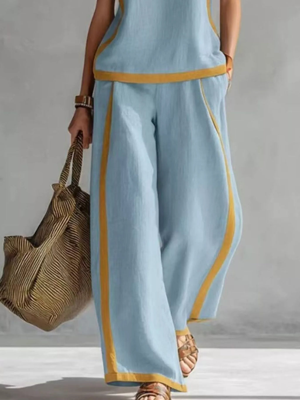 Sleeveless Tank Top Wide-leg Pants Set (4)
