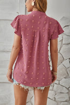 Swiss Dot Notched Cap Sleeve T-shirt (3)