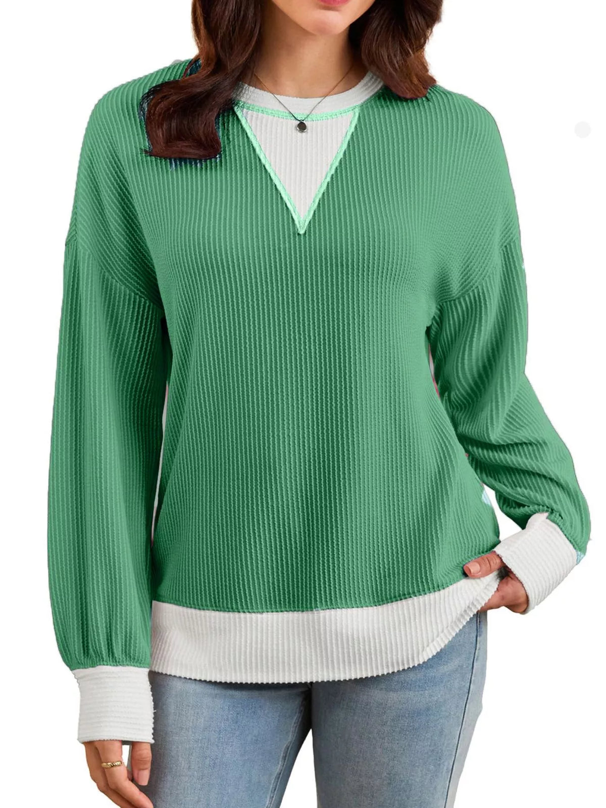 Contrast Dropped Shoulder Sweatshirt (2)