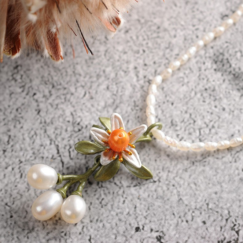 Fresh Orange Flower Necklace Collar Chain photo 1