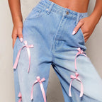 Bow High Waist Wide Leg Jeans photo 3