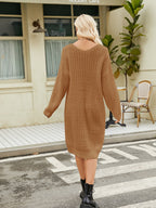 V-neck Long Sleeve Sweater Dress (12)