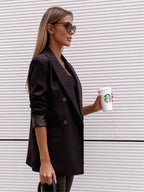 Lapel Collar Long Sleeve Blazer (19)