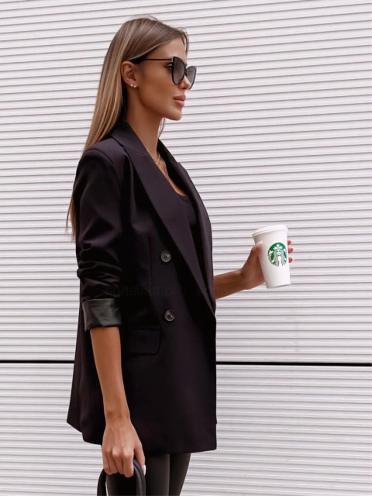 Lapel Collar Long Sleeve Blazer (19)