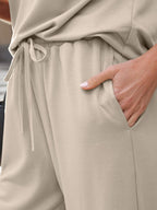 Notched Short Sleeve Top Pants Set (5)