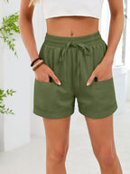 Casual Drawstring Elastic Waist Shorts (9)