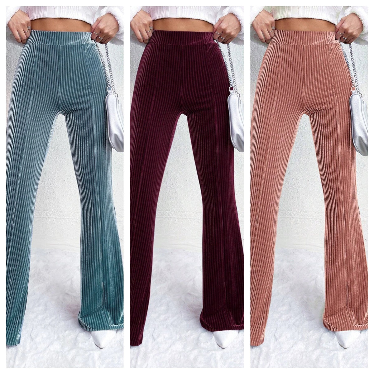 High Waist Lamp Wick Corduroy Bell-bottom Pants Wide Leg (7)