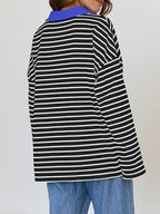 Striped Contrast Collar Long Sleeve Top (12)