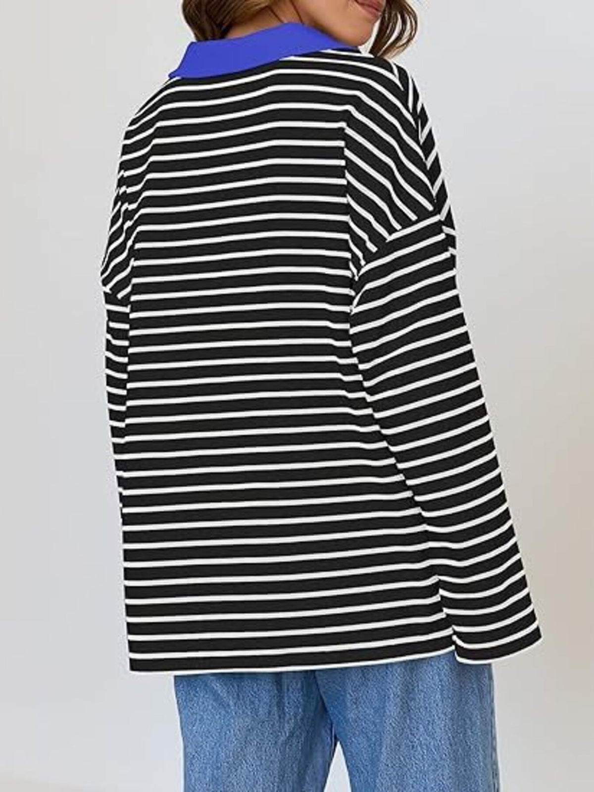 Striped Contrast Collar Long Sleeve Top (12)