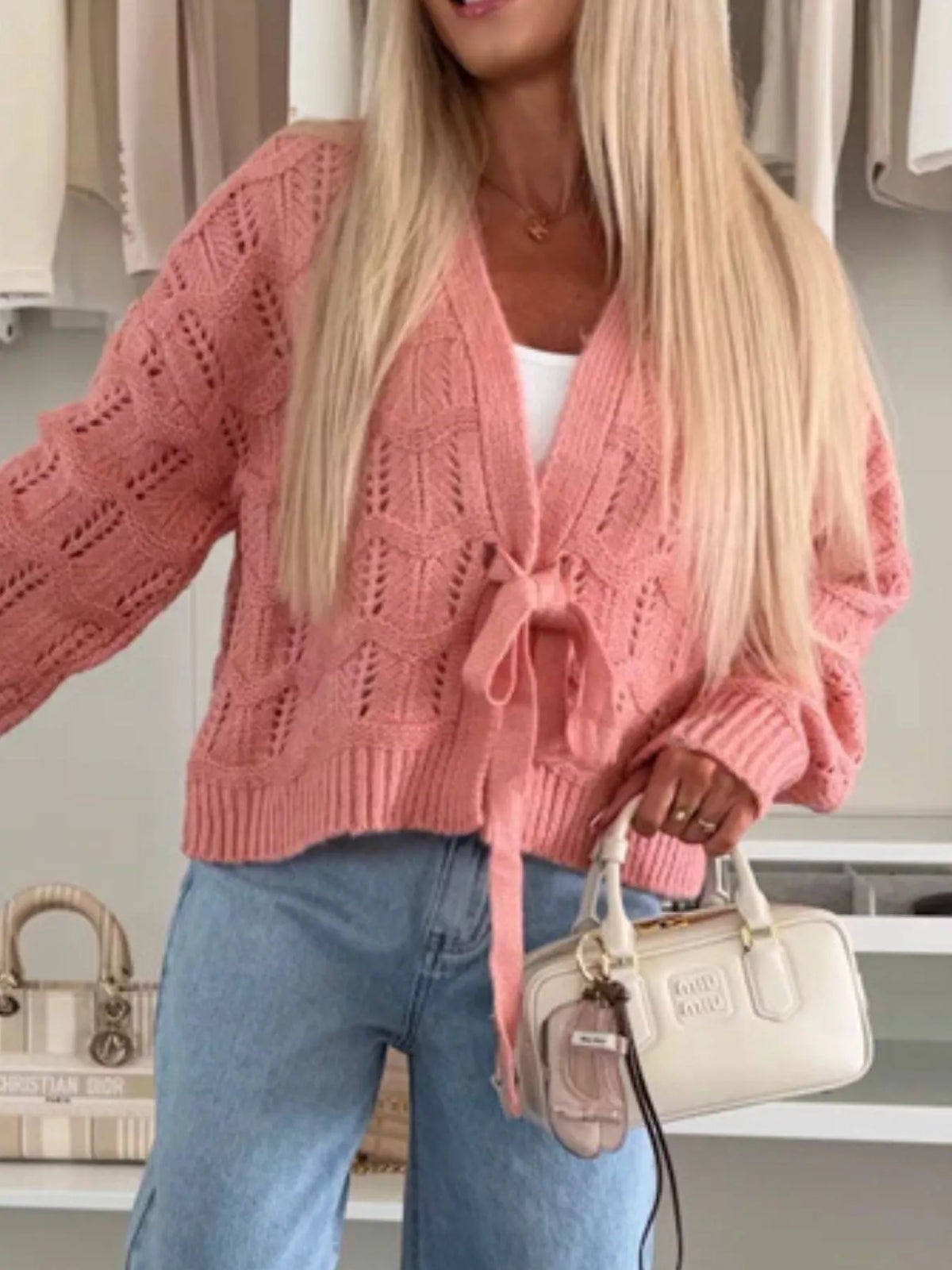 Tie-front Openwork Cardigan (12)