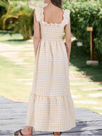 Ruffled Sleeveless Gingham Midi Dress (10)