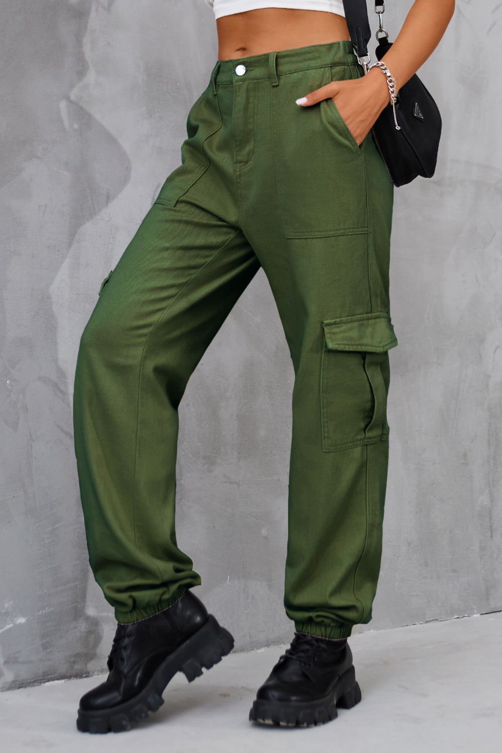 Buttoned High Waist Jeans Pockets (3)