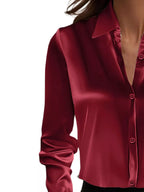 Full Size Button Down Collared Neck Long Sleeve Shirt Plus (11)