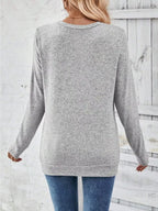 Casual Decor Button Long Sleeve T-shirt (5)