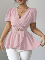 Surplice Short Sleeve Blouse (8)