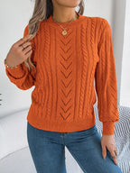 Cable-knit Round Neck Sweater (3)