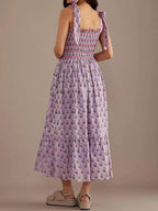 Floral Smocked Tie-shoulder Midi Dress (7)