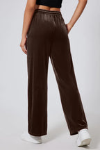 Drawstring Elastic Waist Straight Leg Pants (12)